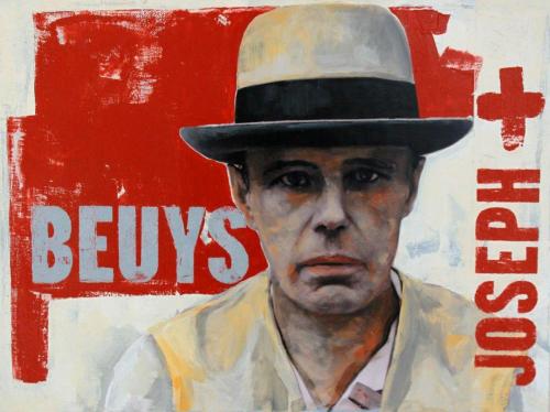 Beuys, Collage (Fotos, Acrylfarbe auf Malkarton), HOPP´s MAL Kunstschule